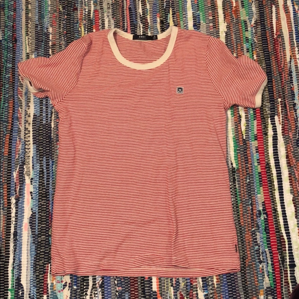 Striped obey t-shirt
